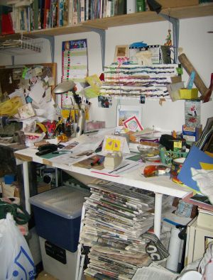 my art workbench, partially uncovered
